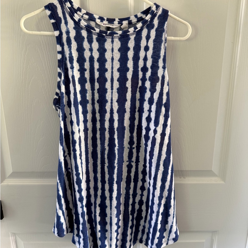 Athleta Navy and White Striped Tank Top